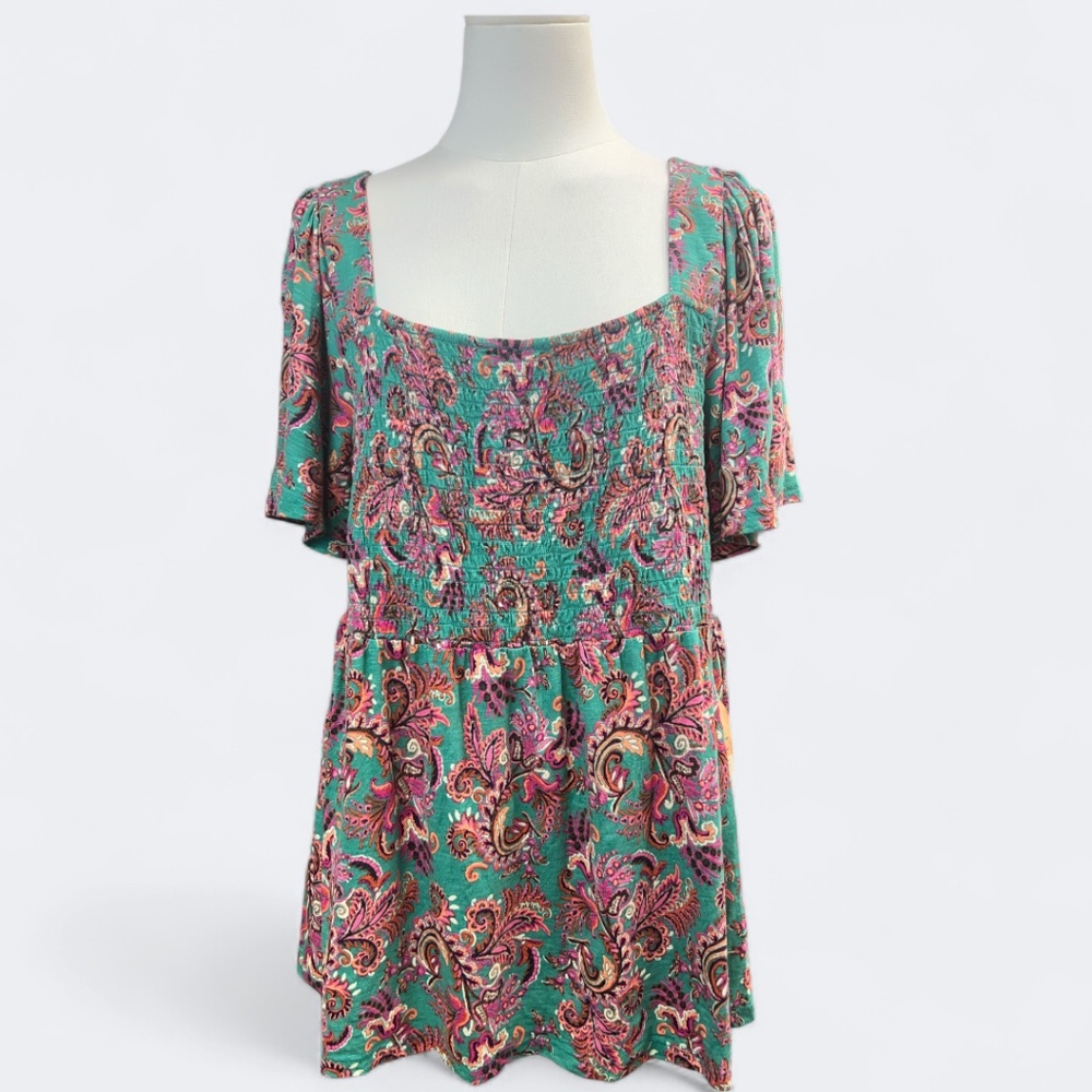 Fat Face Lucia‎ Festival Flora Top Womens 12 Boho Paisley NWT Modal Blouse Shirt
